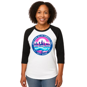 Women's White and Black Baseball Shirt Casual Three Quarter Sleeve <b>Raglan</b> Tee Everyday Comfortable Lifestyle Clothing <b>Top</b> - Product Image 1