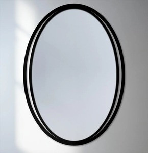 Contemporary Black Oval Wall Mirror Suitable For Living Space And Everyday Styling Needs Wholesupply From India - Product Image 1