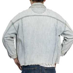 Heavyweight Cotton Blank <b>Men</b> <b>Jacket</b> Custom 3d Embossed Printing Logo Casual Jean <b>Jackets</b> For <b>Men</b> Essentials - Product Image 2