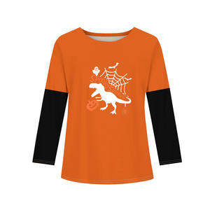 Camisetas gráficas espeluznantes de Halloween para niñas, camisetas gráficas de manga larga con cuello redondo para niñas, camiseta divertida de vacaciones para otoño para niñas - Product Image 3