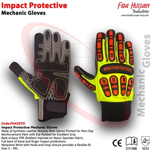 Venta caliente guantes de protección contra impactos para mecánicos de campos de petróleo y gas en cuero sintético (Amara) con máxima protección de manos - Product Image 6