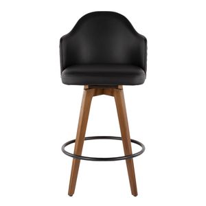 Sgabello da bar Ahoy Mid Century in noce e similpelle nera - Product Image 5