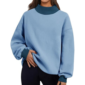 Sweat-shirt en coton éponge à col montant pour femme, design personnalisé, hoodie unisexe, streetwear décontracté, vêtements de sport, fournisseur en gros - Product Image 3