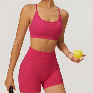 Ensemble de vêtements de sport pour femmes, short sans couture, soutien-gorge de sport à col en U, extensible, respirant, tenue de sport, de fitness, de course à pied et de yoga - Product Image 3