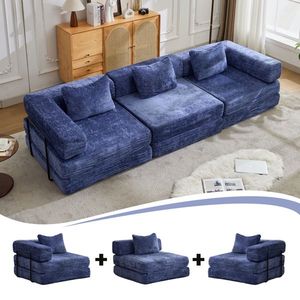 Divano Letto Convertibile in Velluto con Telaio a Forma Fissa e Nessun Montaggio Richiesto - Product Image 2