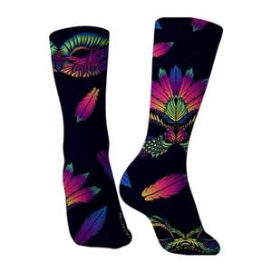 Chaussettes de sport unies à motif imprimé par transfert thermique, respirantes, séchage rapide, en polyester/nylon, pour adultes, décontractées, été, athlétiques, yoga - Product Image 4