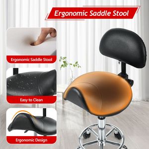 Tabouret ergonomique réglable avec dossier, chaise de bureau roulante avec repose-pieds et dossier réglable en hauteur - Product Image 4