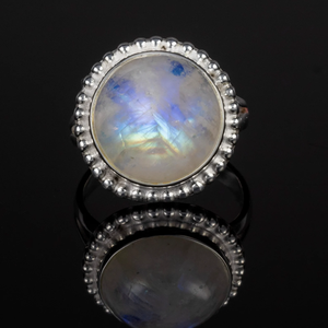 แหวนมูนสโตนธรรมชาติ เครื่องประดับพลอย แหวนเงินแท้ 925 สำหรับเป็นของขวัญสำหรับเธอ - Product Image 1