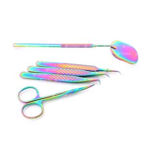 Pinzas para Injerto de pestañas con logotipo personalizado, pinzas japonesas de agarre de diamante de acero inoxidable con espejo y tijera - Product Image 3