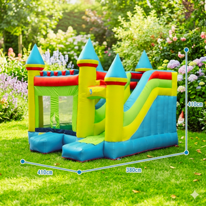 บ้านลมเป่าลมรูปปราสาทพร้อมสไลเดอร์ ทำจาก PVC สำหรับงานปาร์ตี้เด็ก ติดตั้งง่าย เหมาะสำหรับโรงเรียนอนุบาลและสนามกีฬา ใช้ได้ทั้งในร่มและกลางแจ้ง - Product Image 6