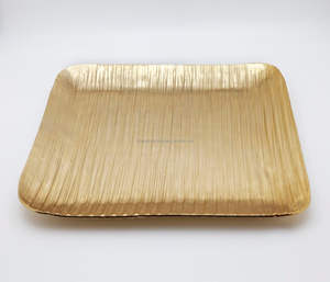 Plateau décoratif personnalisé pour le Ramadan, ensemble moderne de 2 grands plateaux de service moyens en laiton doré, décoration de maison de vacances festive, article de cadeau - Product Image 2