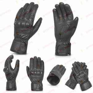 Gants de moto en cuir premium épais avec protections métalliques, imperméables, style aventure, pour motocross - Product Image 3