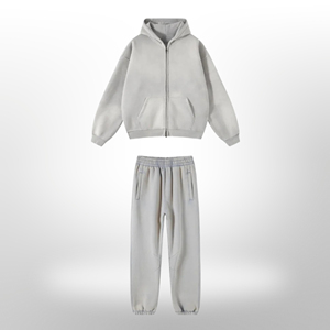 Ensemble de survêtement athlétique 2 pièces pour homme : sweat à capuche court zippé uni et pantalon de survêtement large - Product Image 1