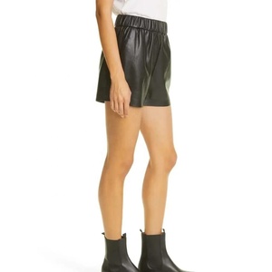 LUXE ATTIRE INDUSTRY Women <b>PU</b> Leather Skorts High Waist Elastic Waist Wide Leg Casual Knitted Loose Fit Solid Custom Logo Waist - Product Image 3