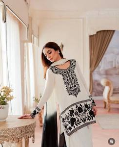 <b>Festival</b> Wear Crepe With Embroidery Molty Nidal Work <b>Top</b> and Farshi Palazzo With Faux Georgette Digital Print Lace Work Dupatta - Product Image 2