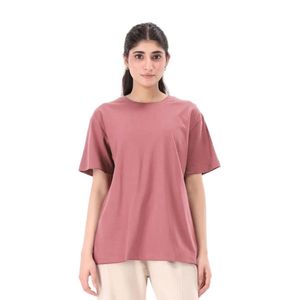 Camiseta de manga corta con cuello redondo para mujer, color rosa polvoriento, corte relajado, informal, básica, holgada, para uso diario, ropa de moda para mujer D - Product Image 1