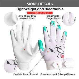 Guantes de Fútbol Americano Profesionales Personalizados Antideslizantes Super Prippy con Palma de Silicona Adhesiva para Niños/Adultos - Product Image 5