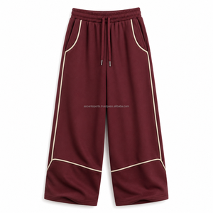 OEM <b>Womens</b> Baggy Fit Wide Leg <b>Jogging</b> <b>Pants</b> in Cotton Fleece Streetwear OEM Durable Drawstring Soft Stylish Elastic Waist - Product Image 1