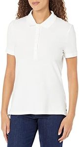 Última Novedad: Polo de Punto Blanco de Manga Corta para Mujer, Estilo Casual, Largo Regular, Color Liso Teñido - Product Image 3