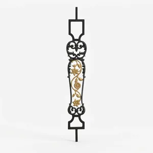 Barandal Metálico Decorativo con Diseño Floral Dorado, Panel de Rejilla Ornamental Negro para Escaleras y Balcones - Product Image 5
