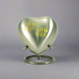 Heart Shaped Metal Pet <b>Urn</b> with Paw Print Matte Finish Stand Included Sympathy Gift for Dogs <b>Cats</b> pet cremation <b>urn</b> - Product Image 5