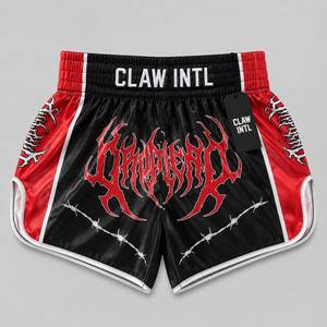 Shorts de Boxeo MMA Unisex con Diseño Vikingo en Negro y Rojo, Impresión Digital, Absorción de Humedad, Transpirables, de Secado Rápido, Ajuste Atlético, Sin Costuras - Product Image 1