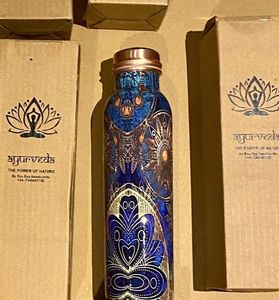 Copper Water Storage <b>Bottle</b> Leakproof Design Ayurvedic Drinking Benefits Eco Friendly Reusable Travel <b>Flask</b> 1 Liter - Product Image 6