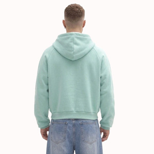Wholesale Custom Rhinestone Zip Up Hoodies Heavyweight 400gsm Cotton Boxy Fit Streetwear <b>Top</b> Quality Men Hoodie Manufacturer - Product Image 4