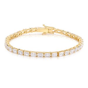 Pulsera de tenis de lujo con diamantes cultivados en laboratorio de 9.1 CT, corte esmeralda, oro blanco de 10K, certificado IGI, engaste de orientación este-oeste, para fiesta - Product Image 3