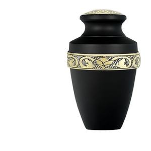 URNA DE CREMACIÓN DE METAL PARA ADULTOS URNA DE CREMACIÓN FUNERAL DE METAL DE MÁRMOL NEGRO PARA CENIZAS HUMANAS - Product Image 1