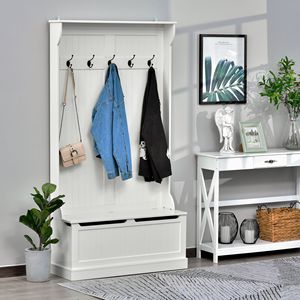 Appendiabiti 3-in-1 bianco per soggiorno con panca contenitore - Arredamento per la casa - Product Image 2