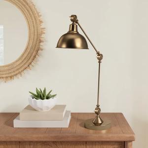 Lampe de table contemporaine en laiton avec globe en verre givré, éclairage moderne pour bureau et console - Product Image 5