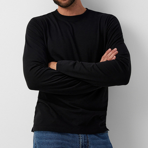 Camiseta de Manga Larga de Alta Calidad para Hombre, 100% Algodón, Ropa Lisa, Moda Masculina, Transpirable, Cuello Redondo - Product Image 1