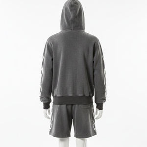 Ensemble de survêtement 2 pièces personnalisé pour homme - Style décontracté automne en tissu éponge 100% coton, style streetwear de créateur, avec sweat à capuche imprimé et pantalon de jogging - Product Image 2
