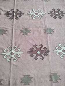 Alfombra Kilim Geométrica Hecha a Mano, Rectangular, de Lana Ecológica, Tufted a Mano, para Sala de Estar, Limpieza Localizada, Pelo Medio, Base de Látex - Product Image 3