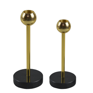 เชิงเทียนหินทรงกลมพร้อมฐานหินตกแต่งด้วยอะลูมิเนียมสีทองเงา - Product Image 2