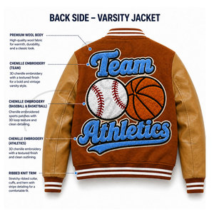 Chaqueta Varsity Personalizada, Chaqueta Universitaria de Moda, Chaqueta Varsity de Invierno con Letras, Chaqueta Varsity de Béisbol Universitaria para Hombre - Product Image 3