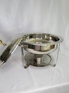 Calentador de Comida de Acero Inoxidable con Acabado Martillado Plateado de Lujo, con Soporte para Combustible, para Buffet de Hotel y Banquetes de Boda - Product Image 2