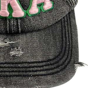 Gorra de Béisbol de Mezclilla Negra Lavada y Desgastada con Parche de Letras de Chenilla Rosa, Ajustable, Estilo Vintage, Informal, para Exteriores, Unisex - Product Image 5