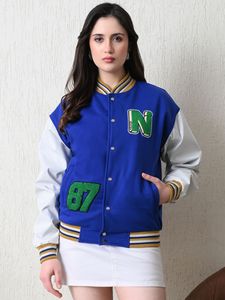 Veste universitaire tendance pour femme, personnalisée, avec boutons-pression, style baseball, bomber, Letterman, style universitaire, streetwear décontracté haut de gamme - Product Image 5