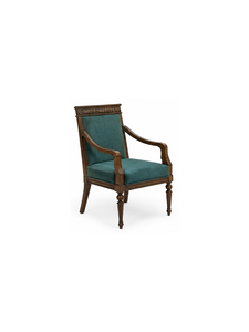 Sillón Tradicional de Madera con Tapicería Color Verde Azulado, Estructura de Madera Maciza, Silla Decorativa Hecha a Mano para Sala de Estar, Hogar, Hotel - Product Image 2