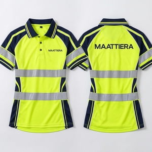 Camiseta Polo de Seguridad Reflectante Amarillo Neón para Hombre con Paneles Azul Marino, Manga Corta, Ropa de Trabajo, Fabricante y Proveedor Mayorista Personalizado - Product Image 5