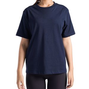 Camiseta Oversize Azul Marino para Mujer, Corte Holgado, Manga Corta, Cuello Redondo, Informal, para Gimnasio, Fitness, Yoga, Running, Ropa Deportiva Cómoda - Product Image 1