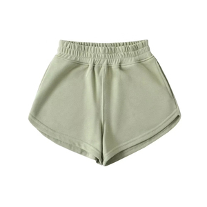 Shorts en tricot taille haute pour femmes, couleur unie, taille élastique, coupe régulière, décontracté, respirant, tissu en spandex et polyester - Product Image 3