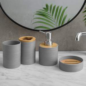 ชุดอุปกรณ์ห้องน้ำ 4 ชิ้น ที่วางแปรงสีฟัน ที่จ่ายสบู่ แก้วบ้วนปาก และที่วางสบู่ สำหรับบ้าน ห้องครัว และของใช้จำเป็นในห้องน้ำ - Product Image 6