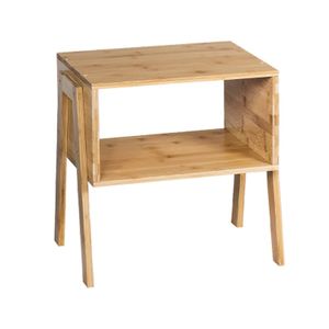 Comodino in bambù a 2 pezzi con ripiano portaoggetti, elegante tavolino da divano - Product Image 5