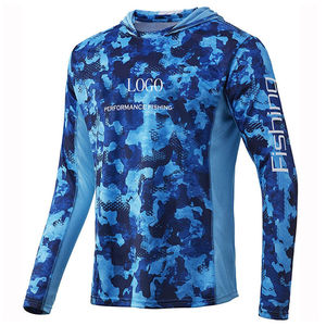 Chemise décontractée pour homme à manches longues en coton/fibre de bambou tricotée, séchage rapide, col rond, coupe classique - Product Image 3