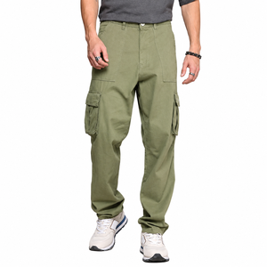 Pantalon cargo pour homme, vert olive, de haute qualité, en toile, plusieurs poches, coupe droite décontractée, haute élasticité, respirant, séchage rapide, printemps - Product Image 1