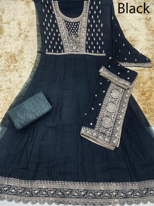 Traje de boda de moda indio ecológico bordado trabajo Anarkali Kurti vestido Dupatta para mujeres niñas largo Georgette Natural para - Product Image 2