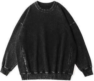 Sweat-shirt oversize vintage délavé à l'acide pour homme, style streetwear, hiver, 100% polaire, écologique, look rétro tendance, sweats délavés à l'acide - Product Image 4